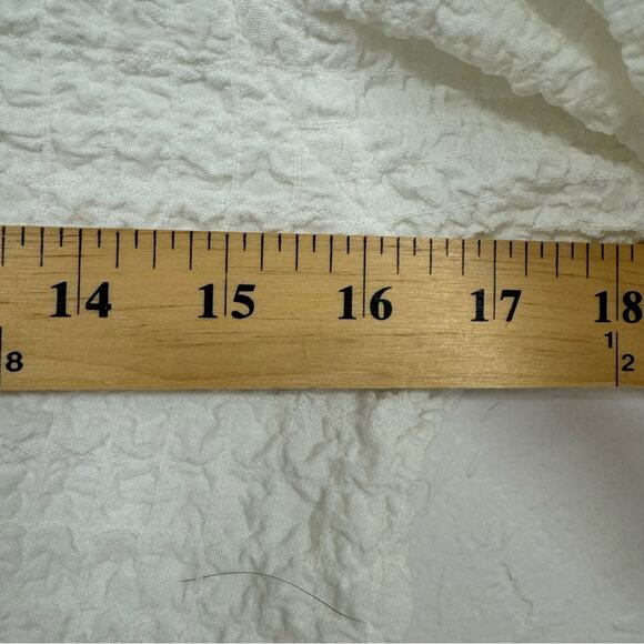 Anthropologie Maeve White Puff Sleeve Boho Blouse Womens L Peasant Crepe Shirt - Picture 8 of 9